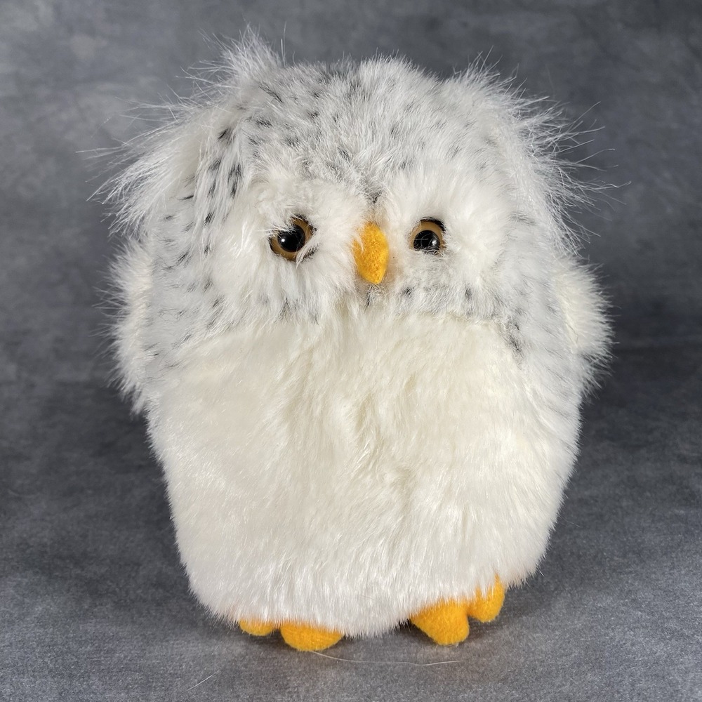 Snowy Owl Russ Berrie Whoots Plushie Stuffed Animal Fluffy Furry Collectible